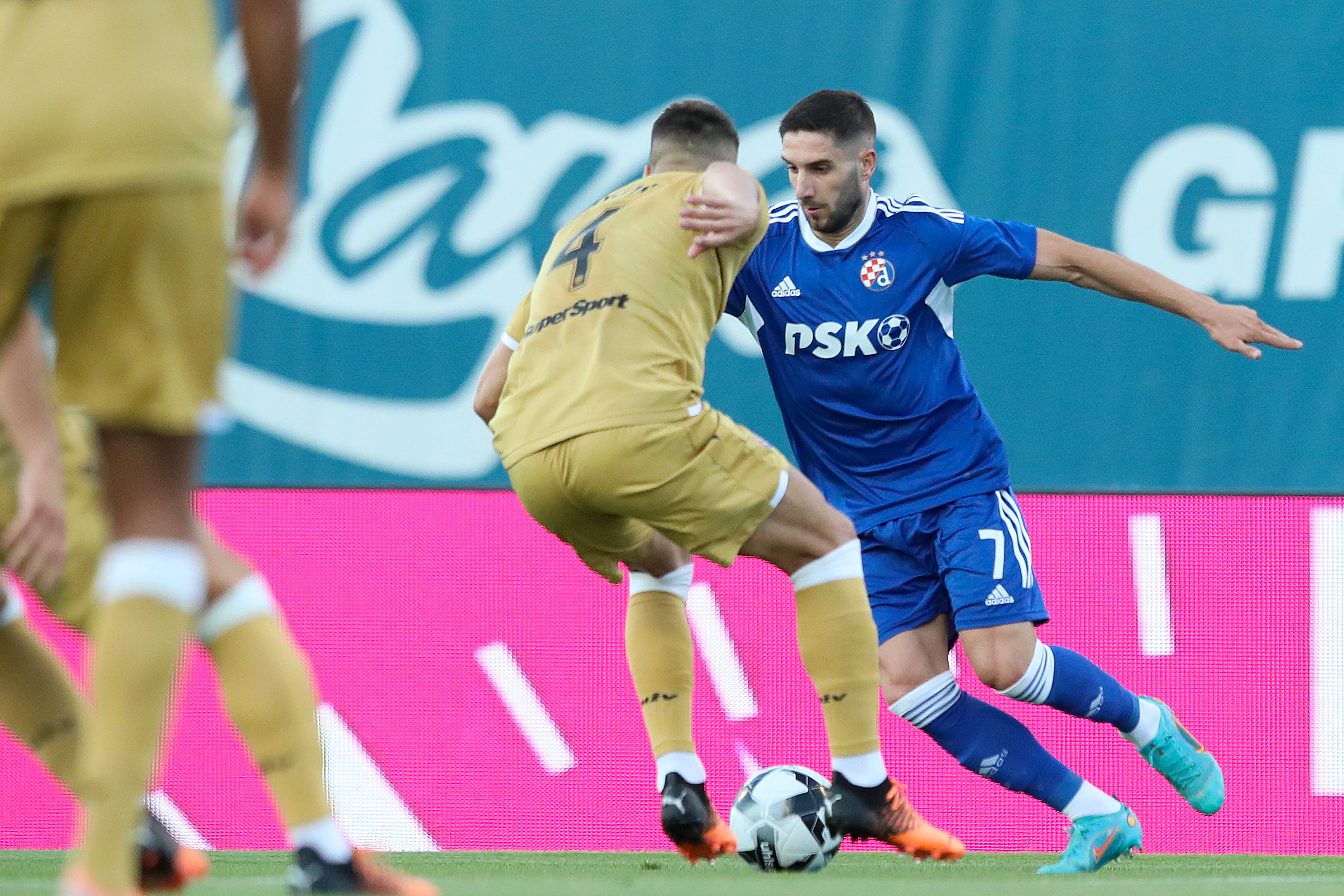 Zagreb, Croatia. 15th July, 2023. Luka Ivanusec of Dinamo Zagreb leaves the  pitch with an injury during the Supersport Supercup match between GNK Dinamo  Zagreb and HNK Hajduk Split at Maksimir stadium