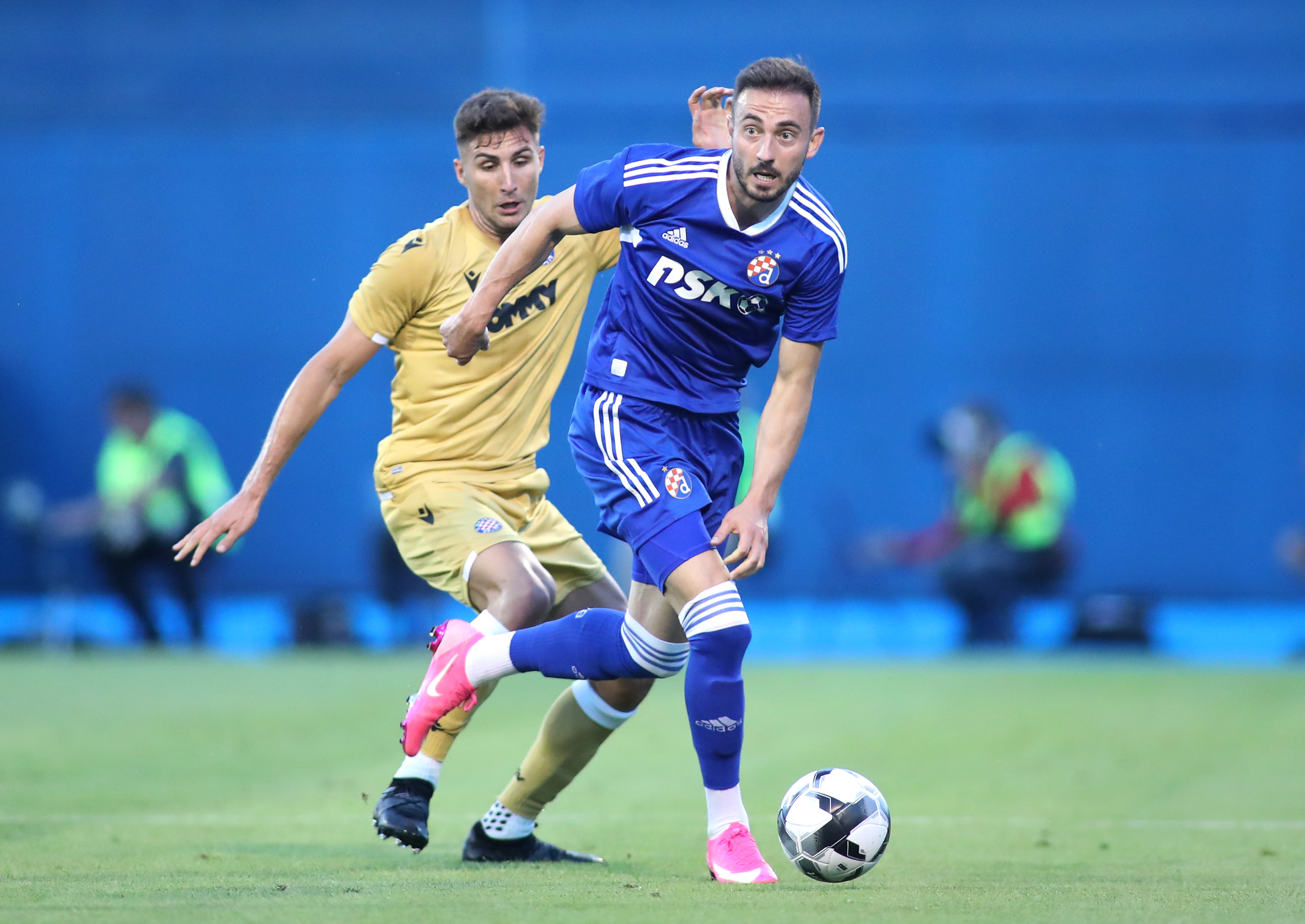 Zagreb, Croatia. 15th July, 2023. Luka Ivanusec of Dinamo Zagreb leaves the  pitch with an injury during the Supersport Supercup match between GNK Dinamo  Zagreb and HNK Hajduk Split at Maksimir stadium