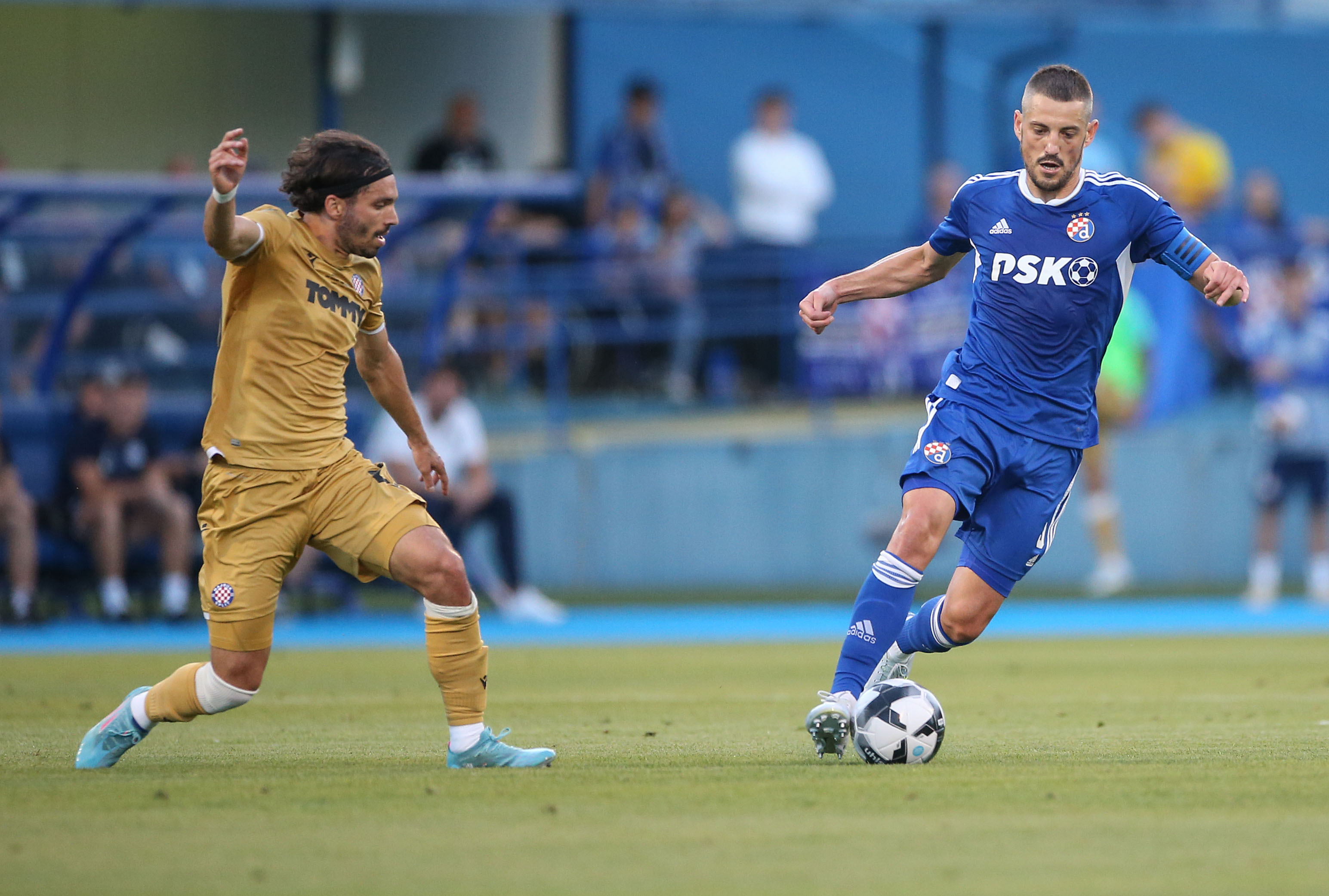 Zagreb, Croatia. 15th July, 2023. Luka Ivanusec of Dinamo Zagreb leaves the  pitch with an injury during the Supersport Supercup match between GNK Dinamo  Zagreb and HNK Hajduk Split at Maksimir stadium